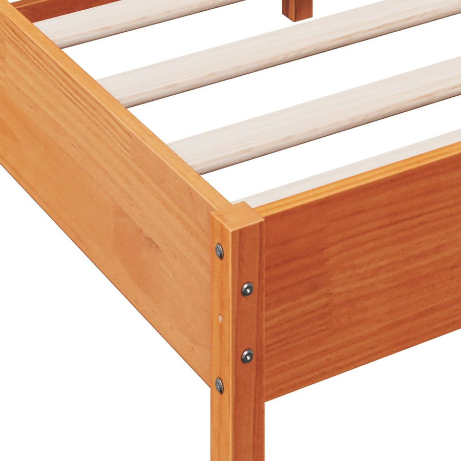 Bedframe met hoofdbord massief grenenhout wasbruin 75x190 cm