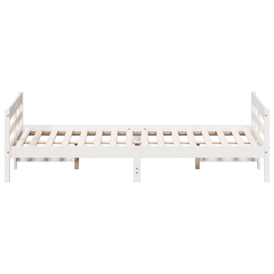 Bedframe met hoofdbord massief grenenhout wit 140x200 cm