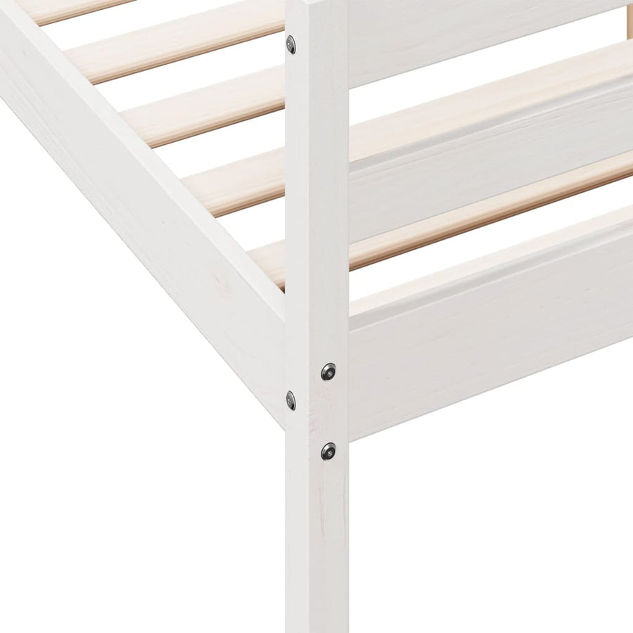Bedframe met hoofdbord massief grenenhout wit 140x200 cm