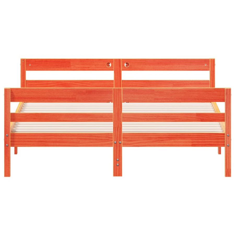 Bedframe met hoofdbord grenenhout wasbruin 140x200 cm