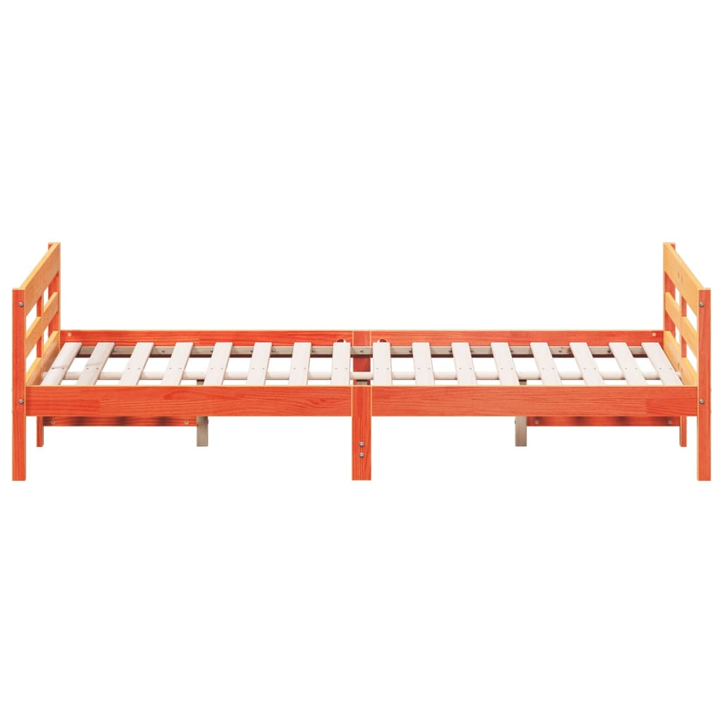 Bedframe met hoofdbord grenenhout wasbruin 140x200 cm
