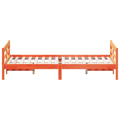 Bedframe met hoofdbord grenenhout wasbruin 140x200 cm