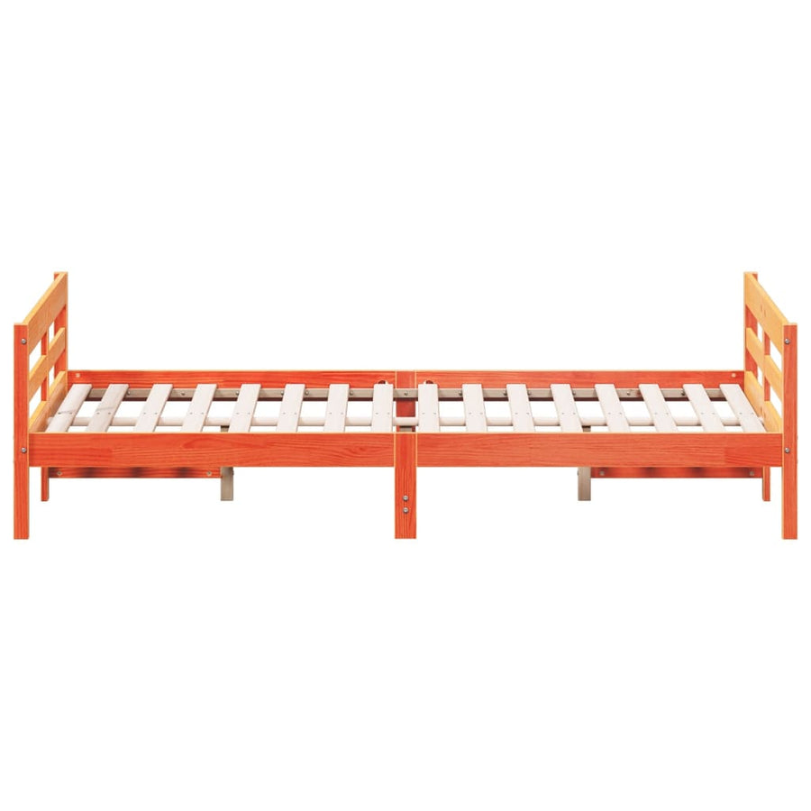 Bedframe met hoofdbord grenenhout wasbruin 140x200 cm