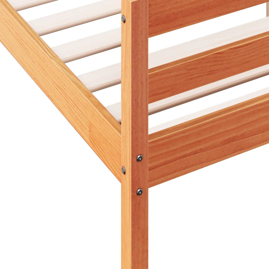 Bedframe met hoofdbord grenenhout wasbruin 140x200 cm