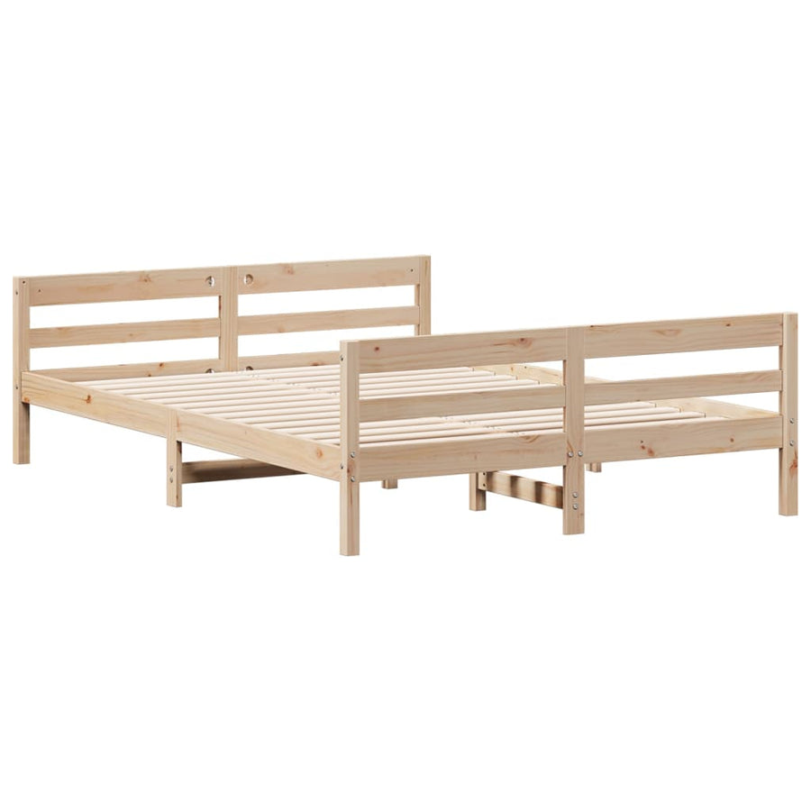 Bedframe Met Hoofdbord Massief Grenenhout 120 x 200 cm Naturel