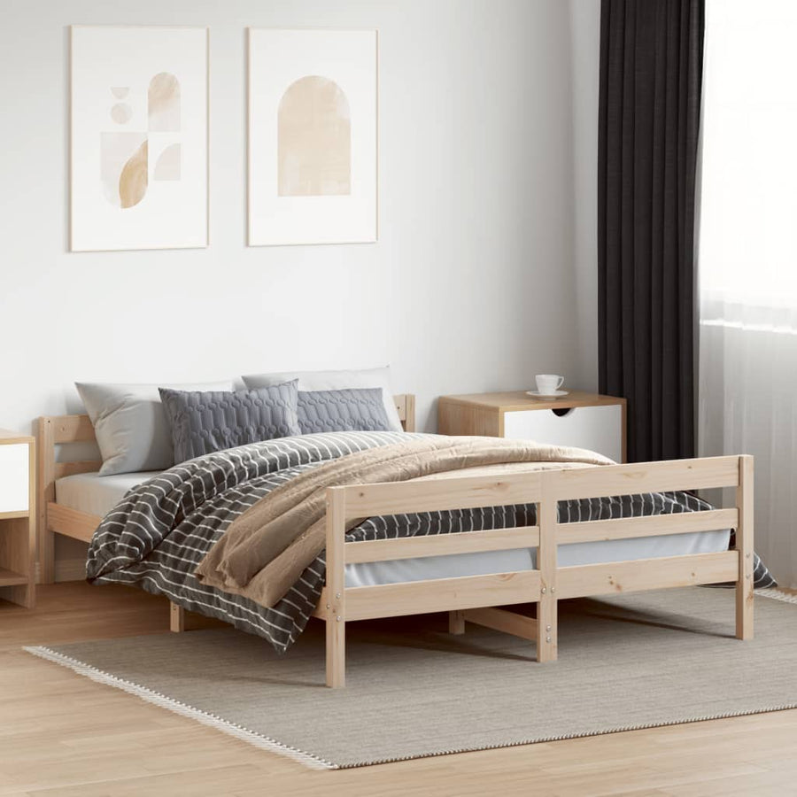 Bedframe Met Hoofdbord Massief Grenenhout 120 x 200 cm Naturel