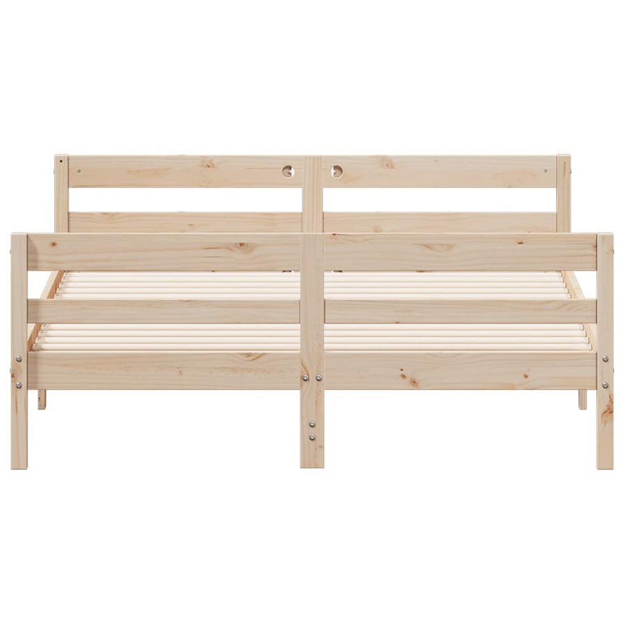 Bedframe Met Hoofdbord Massief Grenenhout 120 x 200 cm Naturel