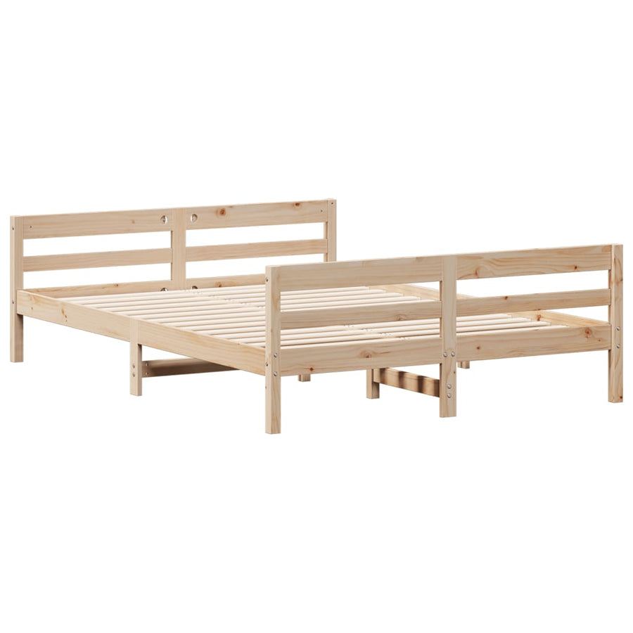 Bedframe Met Hoofdbord Massief Grenenhout 120 x 200 cm Naturel