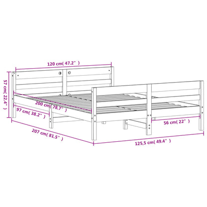 Bedframe Met Hoofdbord Massief Grenenhout 120 x 200 cm Naturel