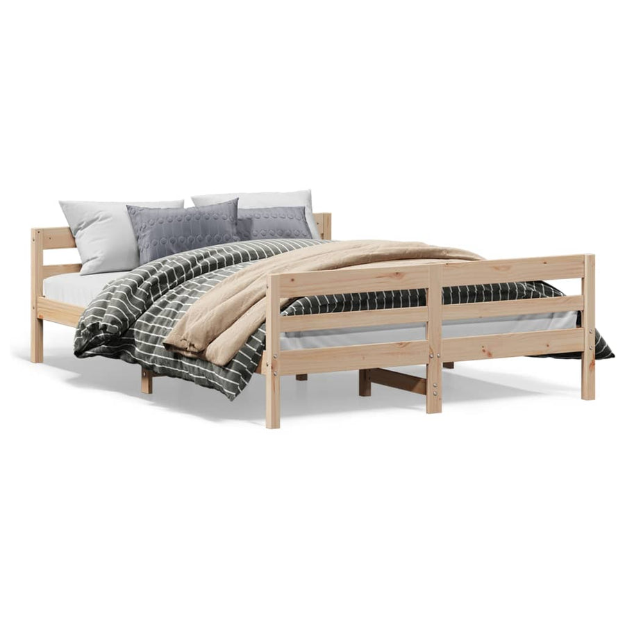 Bedframe Met Hoofdbord Massief Grenenhout 120 x 200 cm Naturel