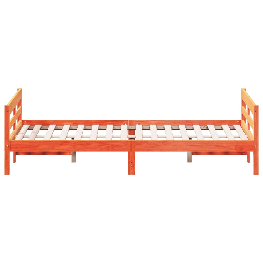 Bedframe met hoofdbord massief grenenhout wasbruin 120x200 cm