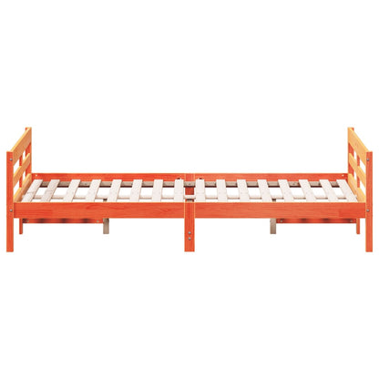 Bedframe met hoofdbord massief grenenhout wasbruin 120x200 cm