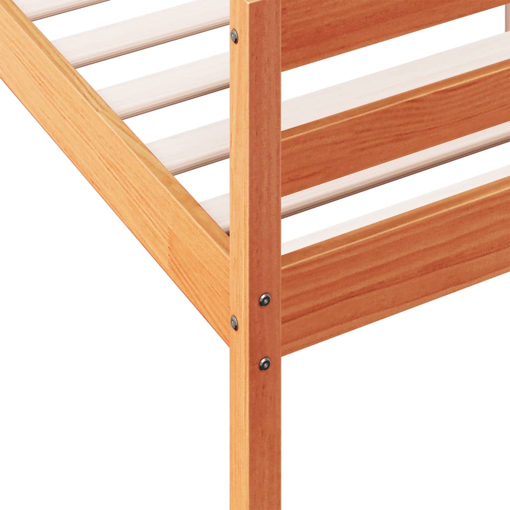 Bedframe met hoofdbord massief grenenhout wasbruin 120x200 cm