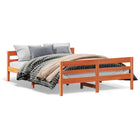 Bed frame without mattress solid pine wash brown 120x200 cm
