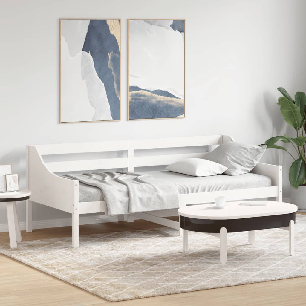 Slaapbank Zonder Matras Massief Grenenhout 80 x 200 cm Wit