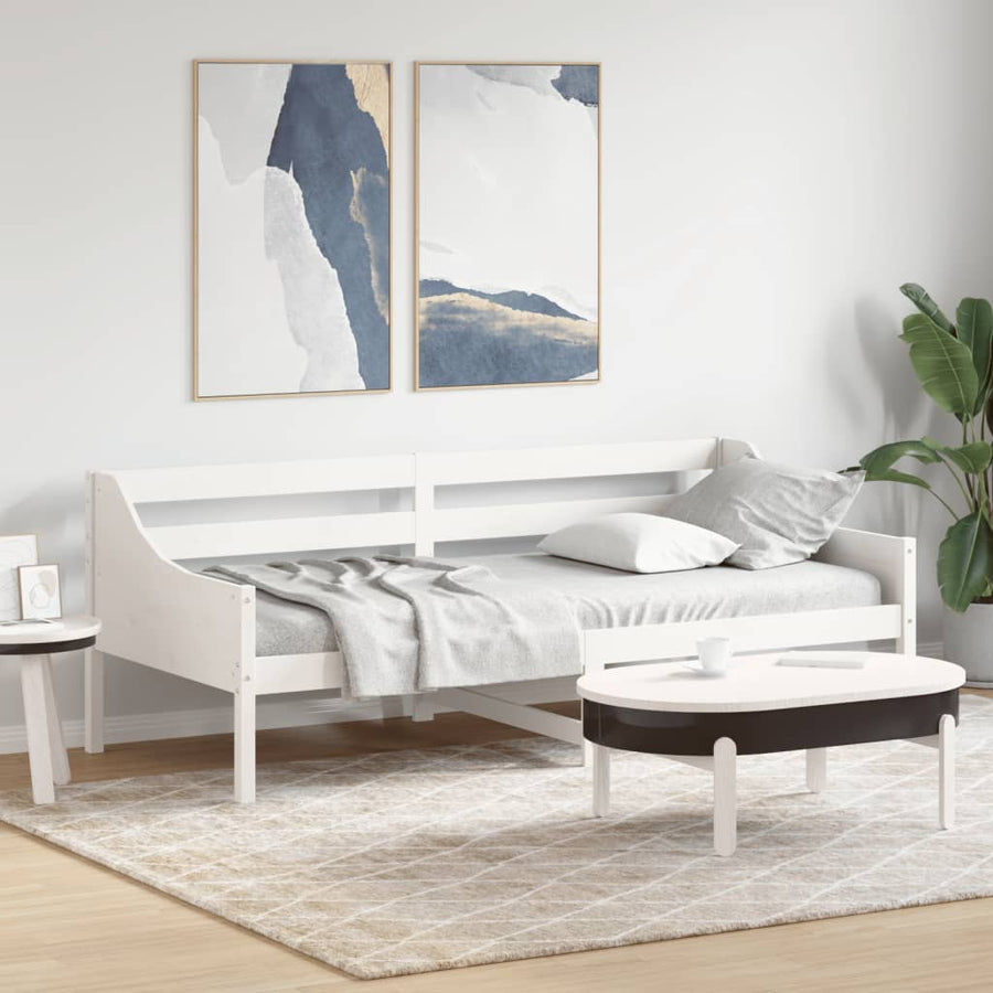 Slaapbank Zonder Matras Massief Grenenhout 80 x 200 cm Wit