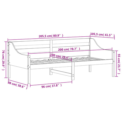 Slaapbank 100x200 cm massief grenenhout wasbruin 100 x 200 cm Bruin