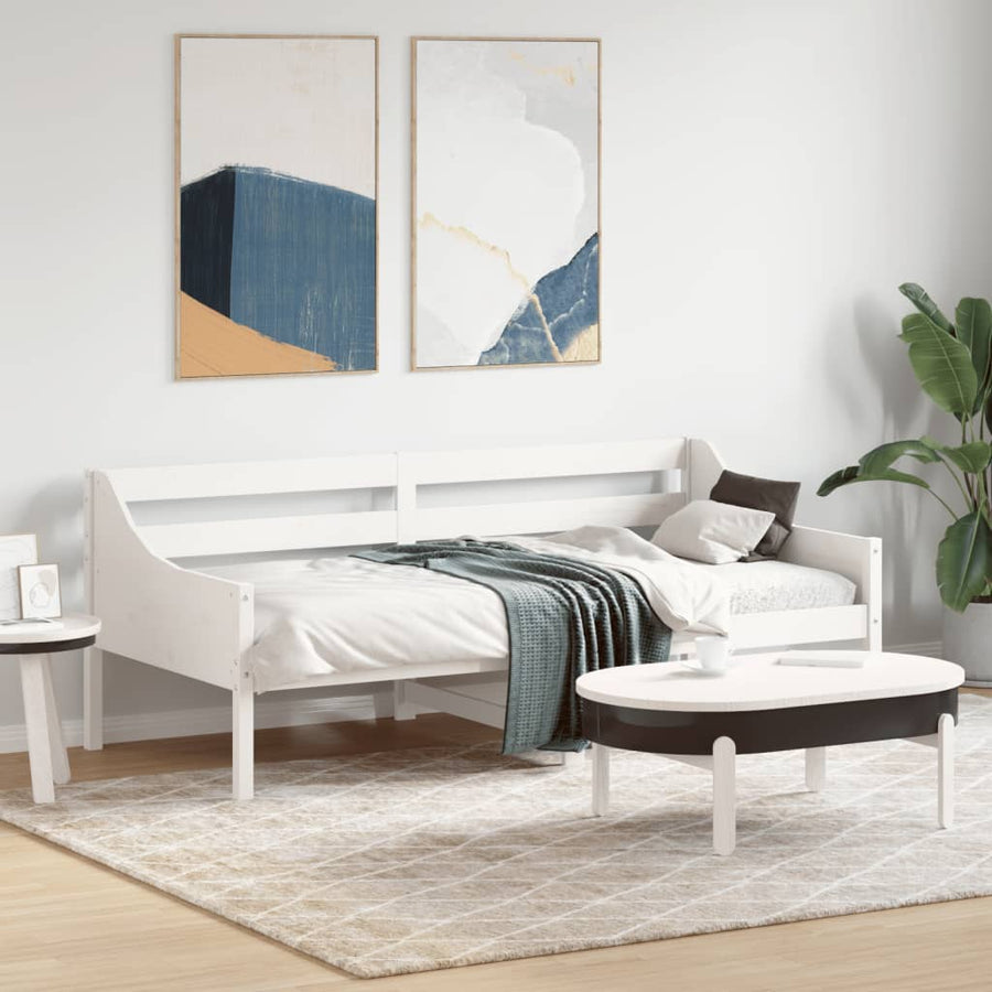 Slaapbank 90x190 cm massief grenenhout wit