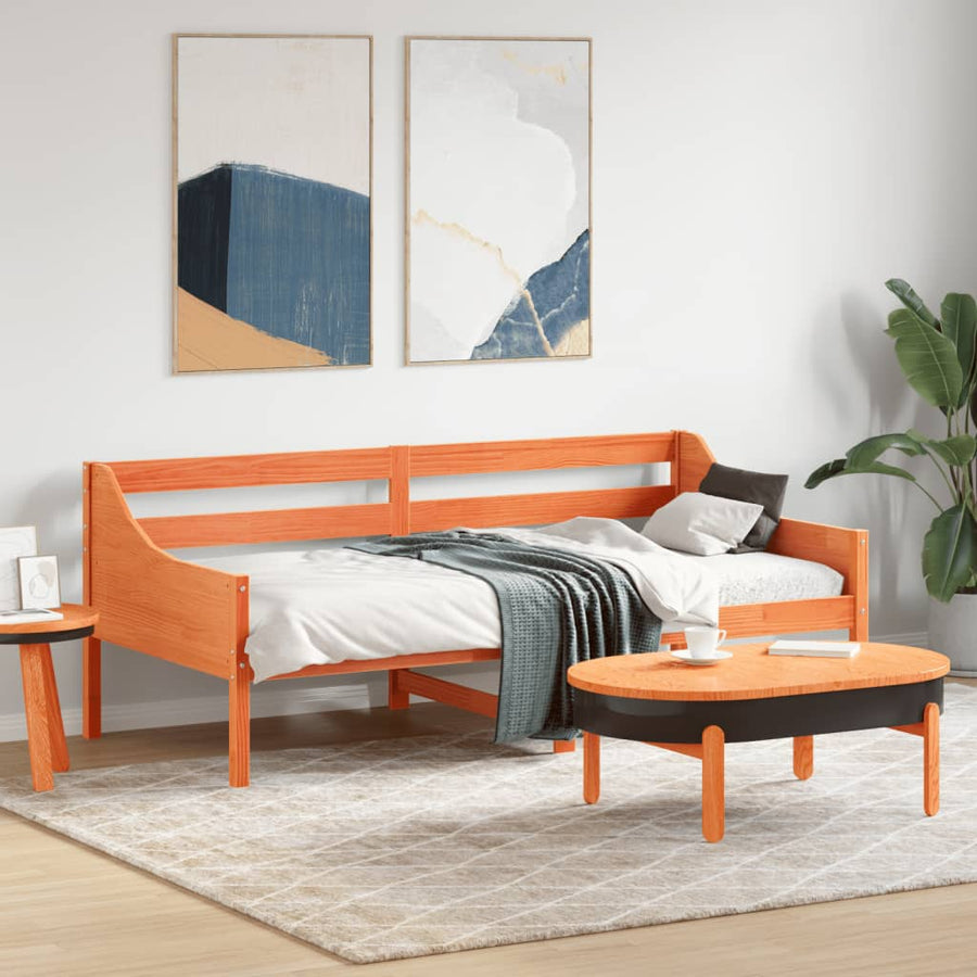 Slaapbank 90x190 cm massief grenenhout wasbruin