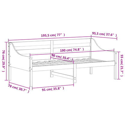 Slaapbank 90x190 cm massief grenenhout wasbruin