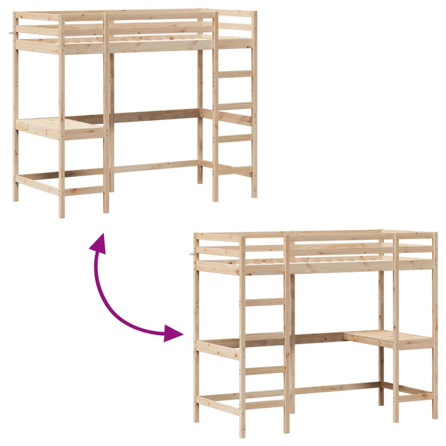 Hoogslaper Mer Bureau Massief Grenenhout 100 x 200 cm Naturel