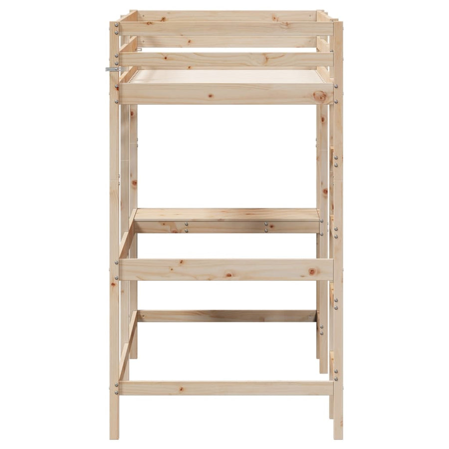 Hoogslaper Met Bureau Massief Grenenhout Naturel 90 x 200 cm