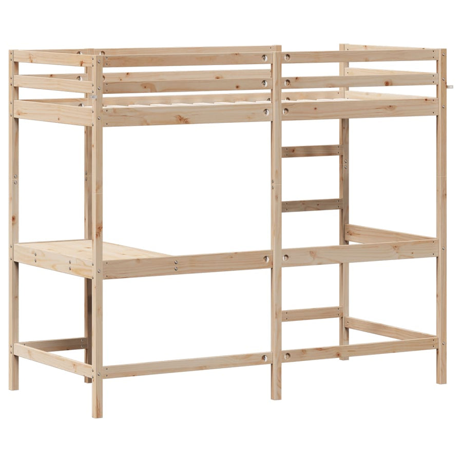 Hoogslaper Met Bureau Massief Grenenhout Naturel 90 x 200 cm
