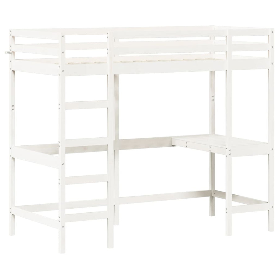 Hoogslaper met bureau massief grenenhout wit 90x200 cm 90 x 200 cm Wit