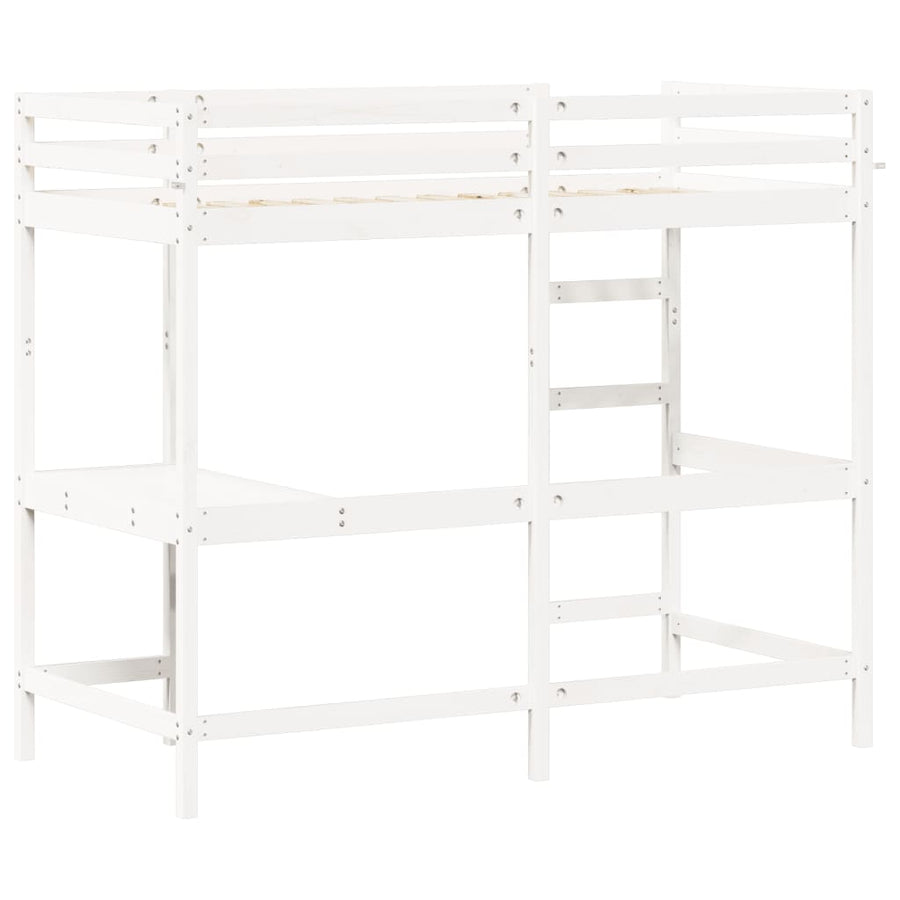 Hoogslaper met bureau massief grenenhout wit 90x200 cm 90 x 200 cm Wit