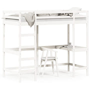 Hoogslaper met bureau massief grenenhout wit 90x200 cm