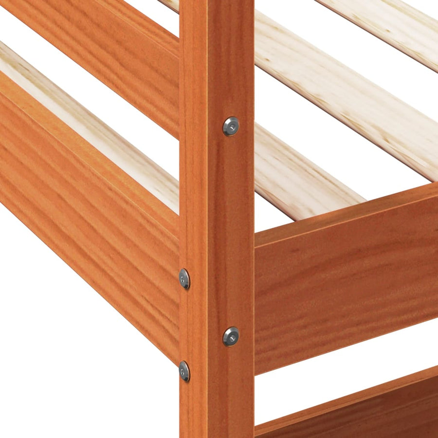 Hoogslaper met bureau massief grenenhout wasbruin 90x200 cm 90 x 200 cm Bruin