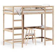 Solid pine loft bed with desk 90x190 cm