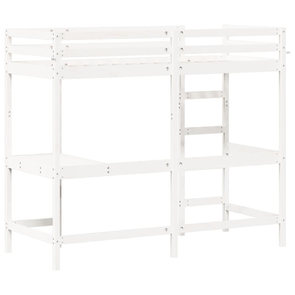 Hoogslaper met bureau massief grenenhout wit 75x190 cm 75 x 190 cm Wit