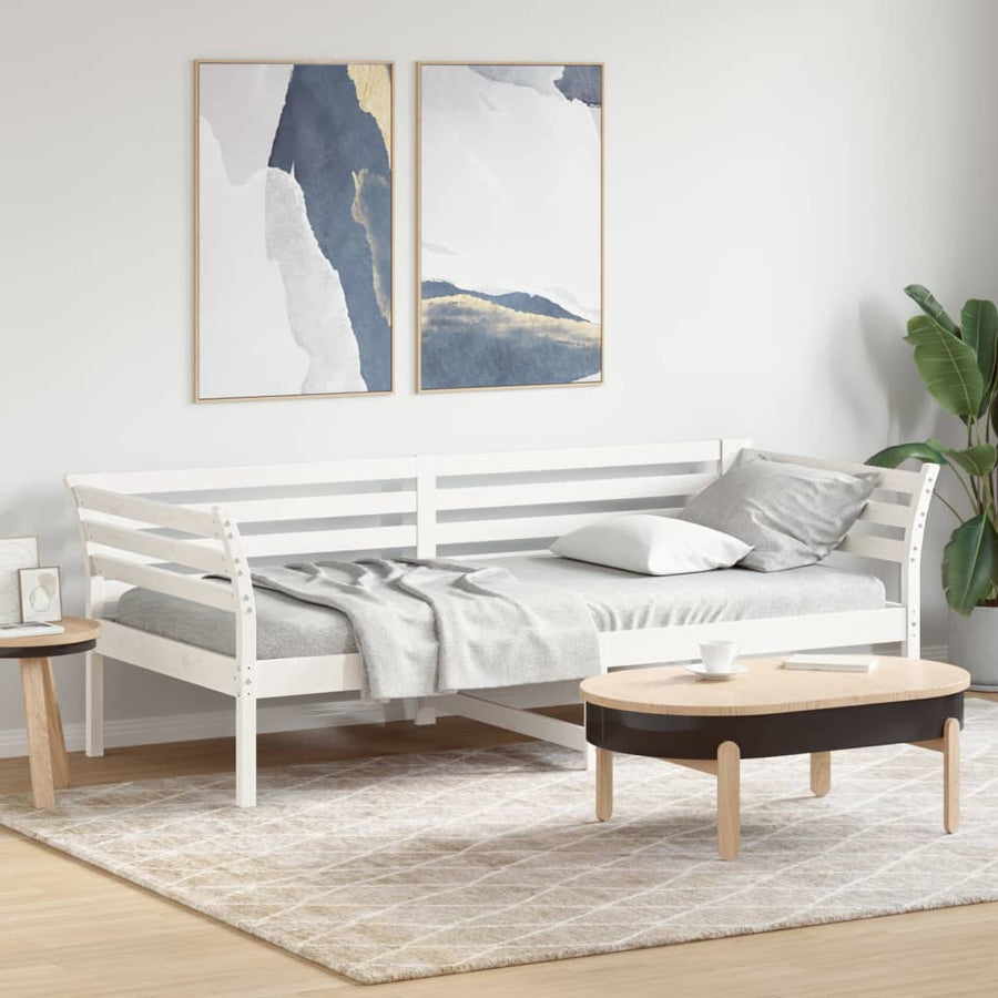 Slaapbank 90x200 cm massief grenenhout wit 90 x 200 cm Wit