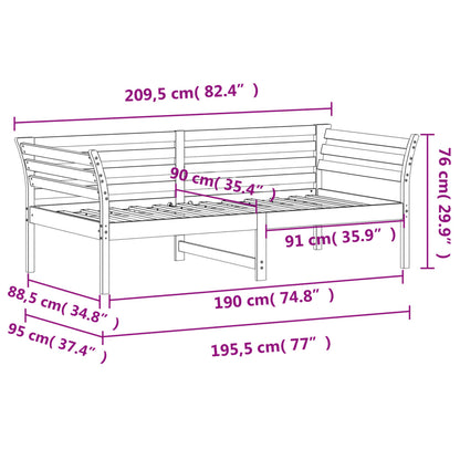 Slaapbank 90x190 cm massief grenenhout 90 x 190 cm Naturel