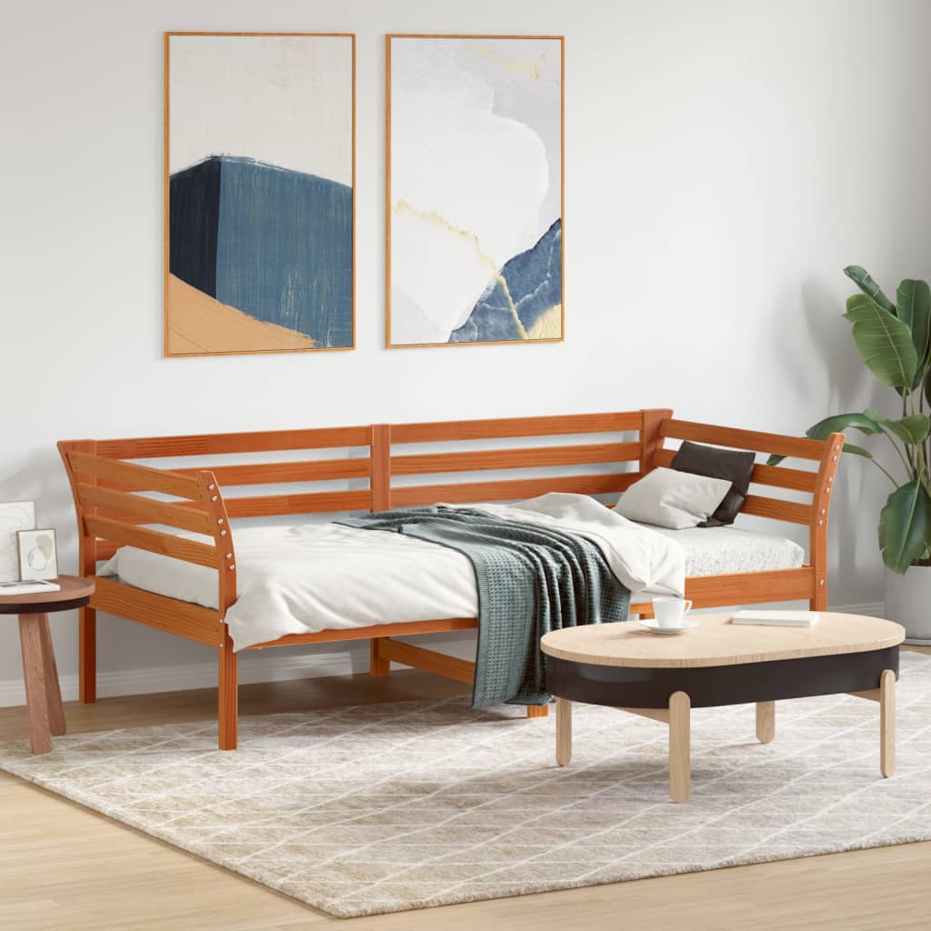 Slaapbank 90x190 cm massief grenenhout wasbruin