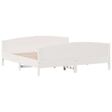 Bedframe met hoofdbord massief grenenhout wit 200x200 cm