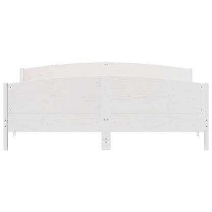 Bedframe met hoofdbord massief grenenhout wit 200x200 cm