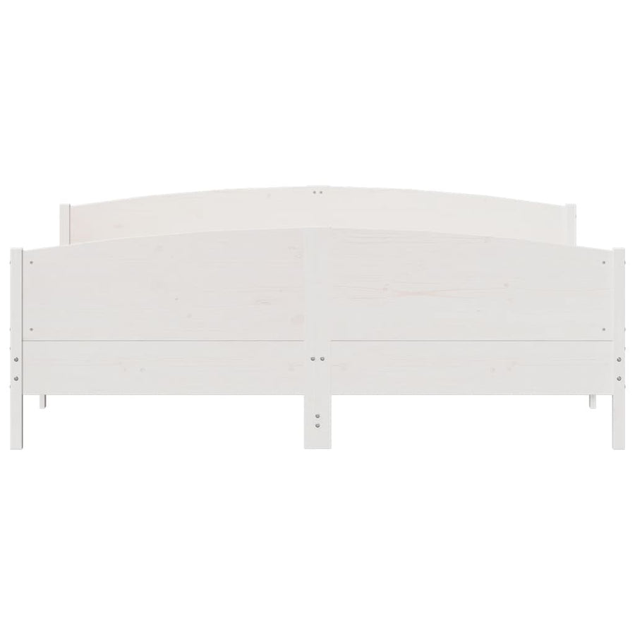 Bedframe met hoofdbord massief grenenhout wit 200x200 cm