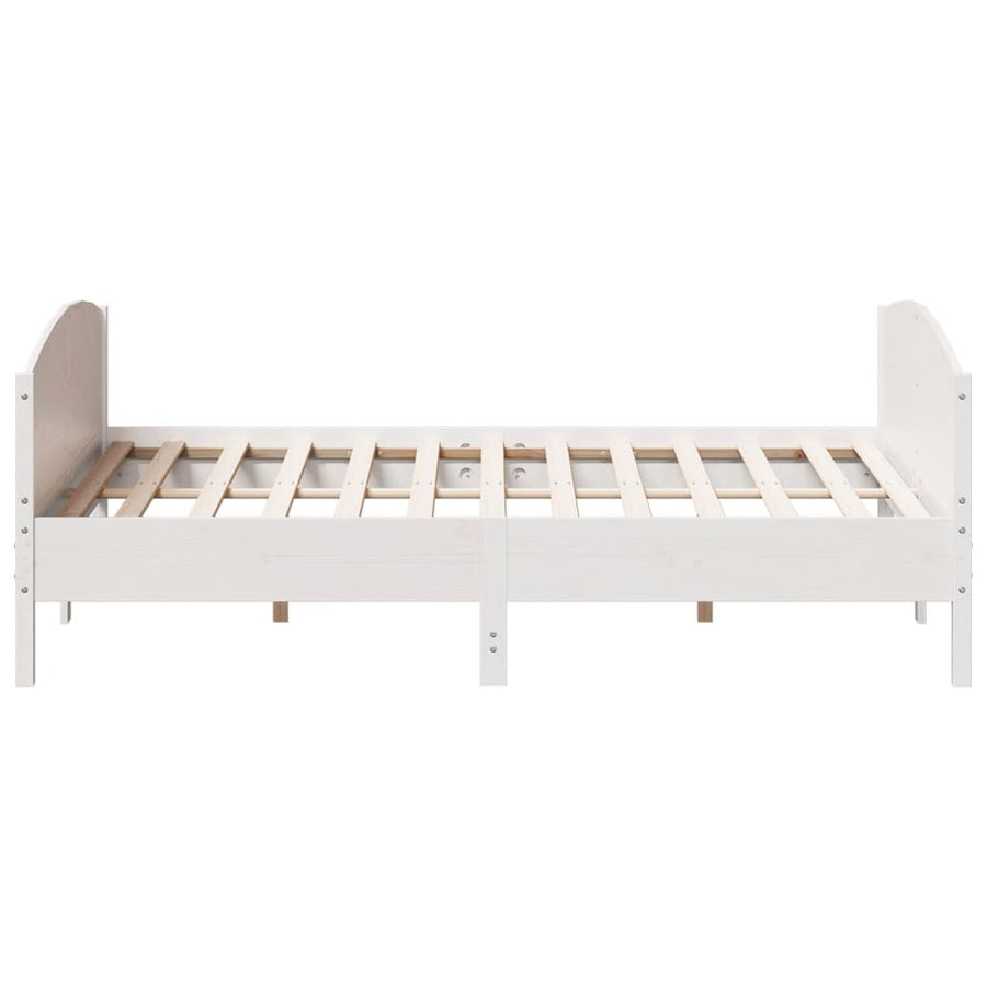 Bedframe met hoofdbord massief grenenhout wit 200x200 cm