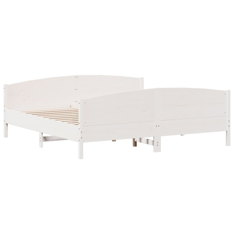Bedframe met hoofdbord massief grenenhout wit 200x200 cm