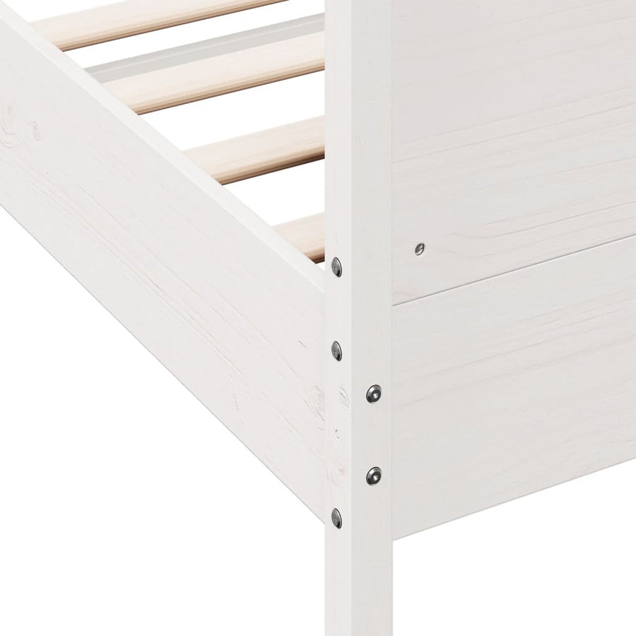 Bedframe met hoofdbord massief grenenhout wit 200x200 cm