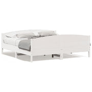 Bedframe massief grenenhout wit 200x200 cm