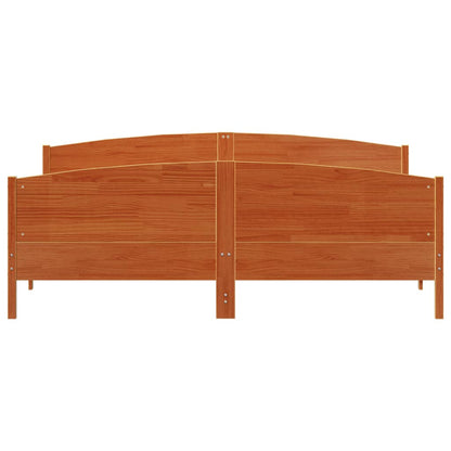 Bedframe met hoofdbord massief grenenhout wasbruin 200x200 cm