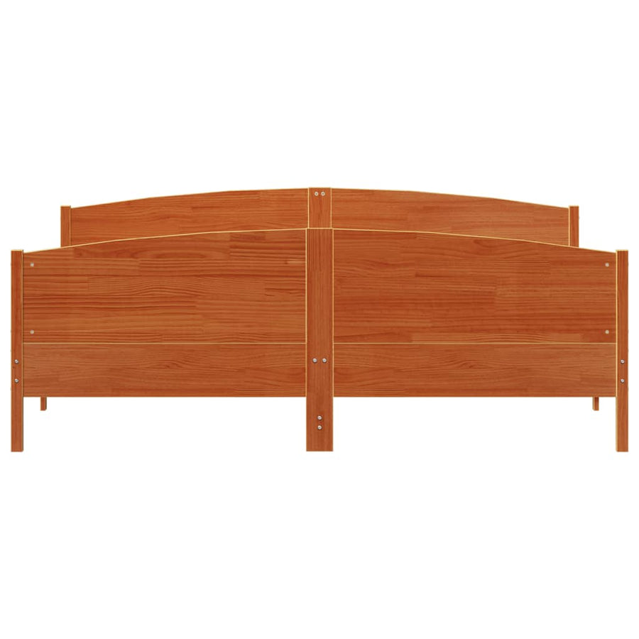 Bedframe met hoofdbord massief grenenhout wasbruin 200x200 cm