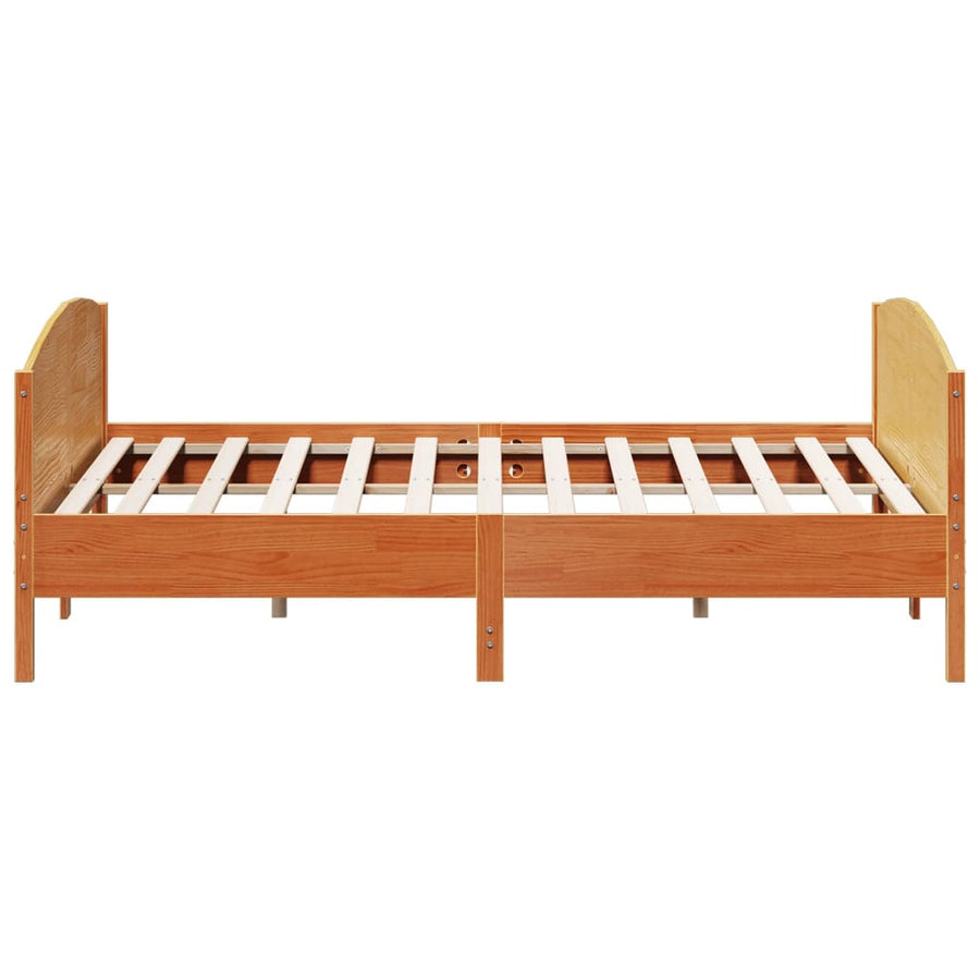 Bedframe met hoofdbord massief grenenhout wasbruin 200x200 cm