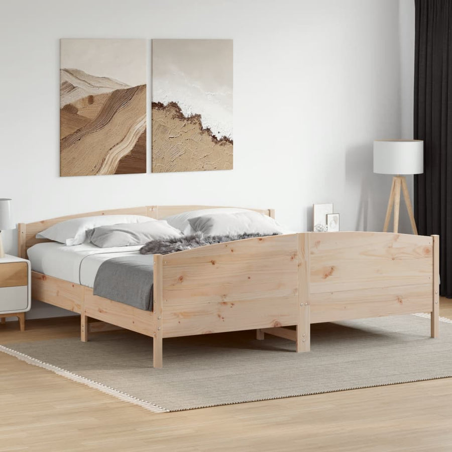 Bedframe met hoofdbord massief grenenhout 180x200 cm