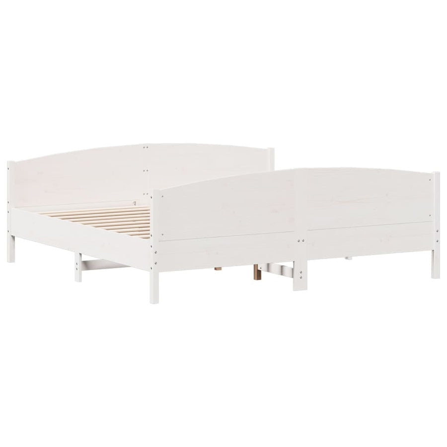 Bedframe Met Hoofdbord Massief Grenenhout Wit 180X200 Cm