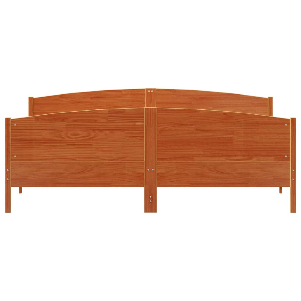 Bedframe met hoofdbord massief grenenhout wasbruin 180x200 cm