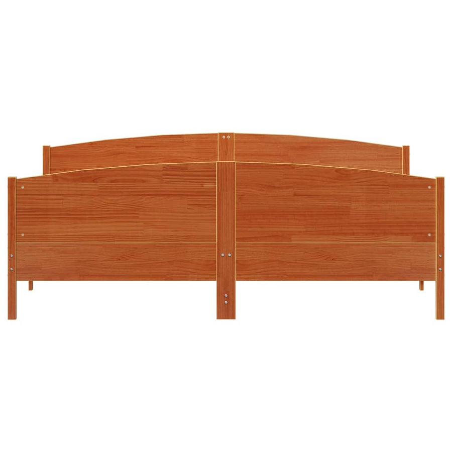 Bedframe met hoofdbord massief grenenhout wasbruin 180x200 cm